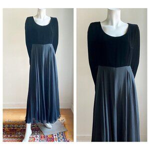 Vintage Sunny Choi All Silk Velvet Chiffon Cocktail Midi Dress S